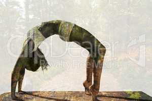 Composite image of gorgeous fit blonde in crab pose
