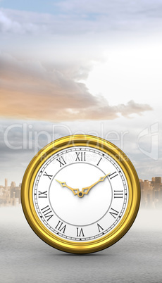 Composite image of golden clock