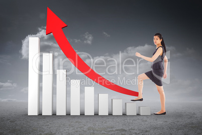 Composite image of businesswoman stepping up