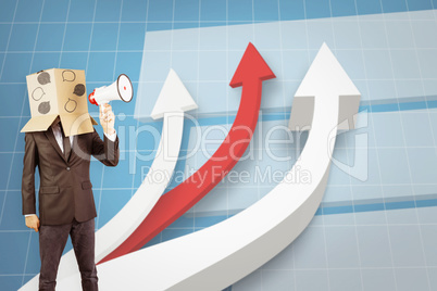 Composite image of anonymous businessman holding a megaphone
