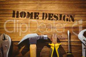 Home design against desk with tools