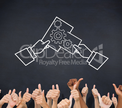 Composite image of hands giving thumbs up Composite image of hands giving thumbs up