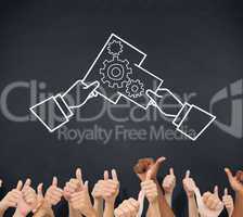 Composite image of hands giving thumbs up