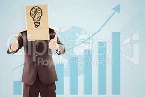 Composite image of anonymous businessman with thumbs up