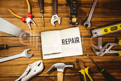 Repair against tools on desk