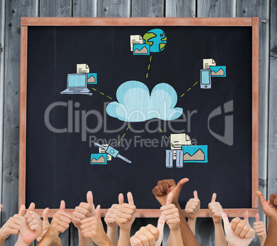 Composite image of hands giving thumbs up