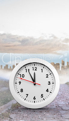 Composite image of countdown to midnight on clock