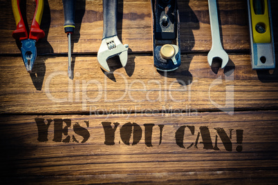 Yes you can! against desk with tools