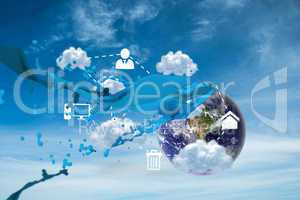 Composite image of cloud computing graphic with paint splash