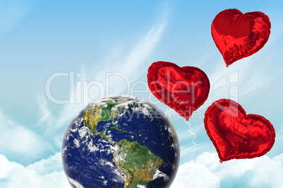 Composite image of love heart balloons