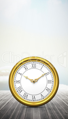 Composite image of golden clock