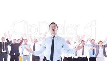 Composite image of shouting businessman