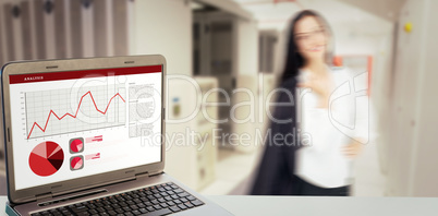 Composite image of pretty businesswoman smiling at camera