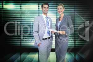 Composite image of business people looking at camera