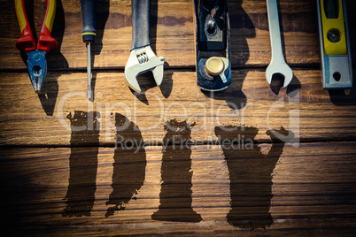 Diy against desk with tools