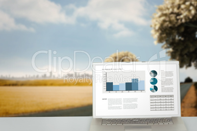 Composite image of business interface with graphs and data