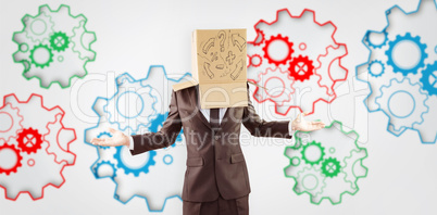 Composite image of anonymous businessman with hands out