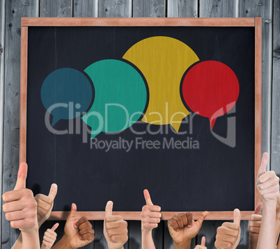 Composite image of hands showing thumbs up