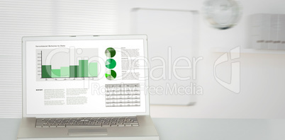 Composite image of business interface with graphs and data