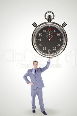 Composite image of handsome businessman gesturing with hands