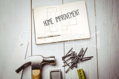 Home improvement against blueprint