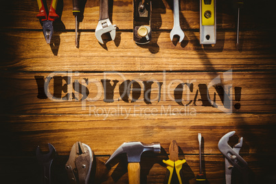 Yes you can! against desk with tools