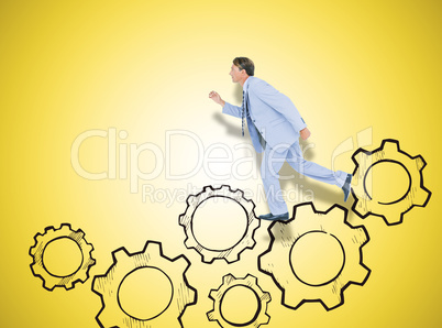 Composite image of stepping businessman