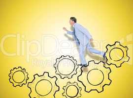 Composite image of stepping businessman