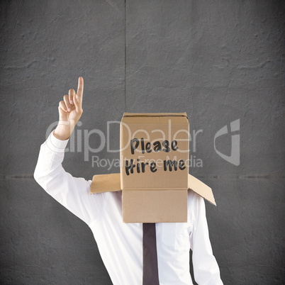 Composite image of anonymous businessman with hand pointing up