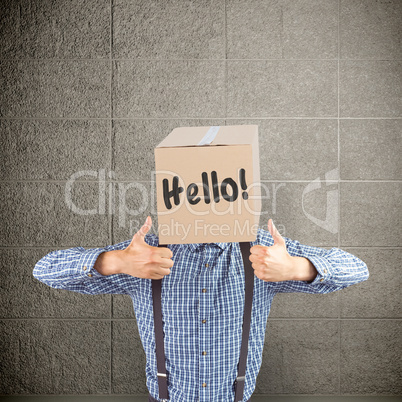 Composite image of anonymous businessman with thumbs up