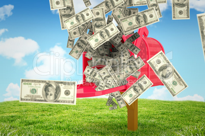 Composite image of falling money