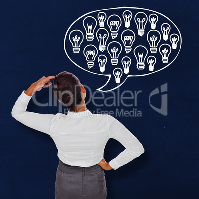 Composite image of businesswoman scratching her head