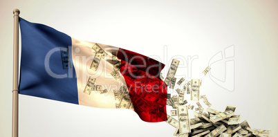 Composite image of falling dollars