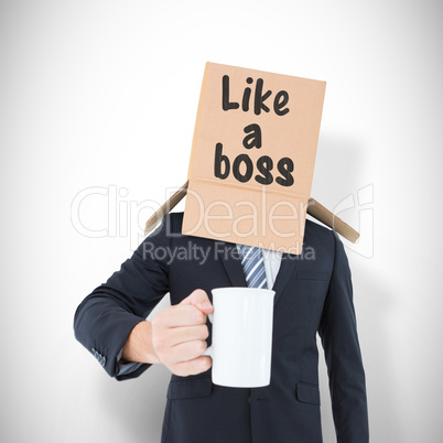 Composite image of anonymous businessman with mug