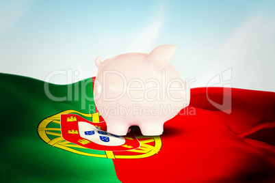 Composite image of piggy bank