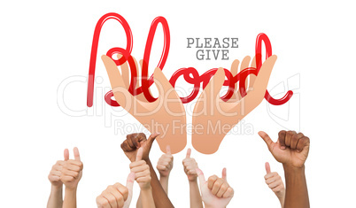 Composite image of hands giving thumbs up