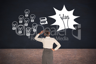 Composite image of businesswoman scratching her head