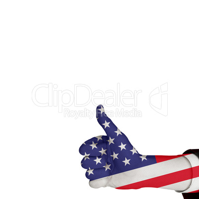 Composite image of hand showing thumbs up