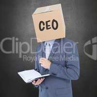 Composite image of anonymous businessman with diary