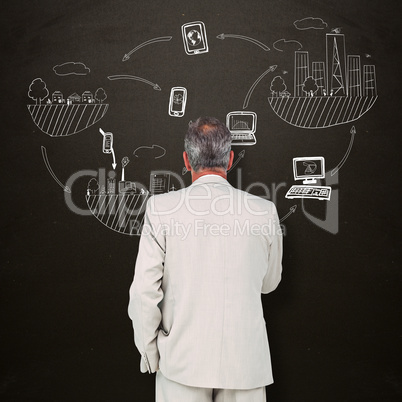 Composite image of thinking businessman