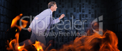 Composite image of stepping businessman