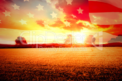 Composite image of highly detailed 3d render of an american flag