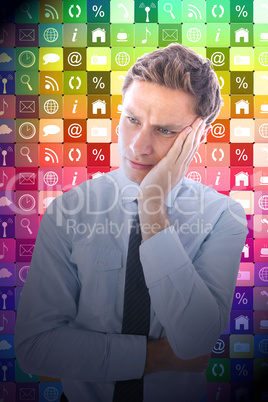 Composite image of upset thinking businessman Composite image of upset thinking businessman