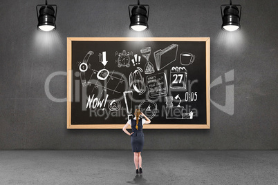 Composite image of redhead businesswoman scratching her head