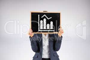 Composite image of businesswoman showing board