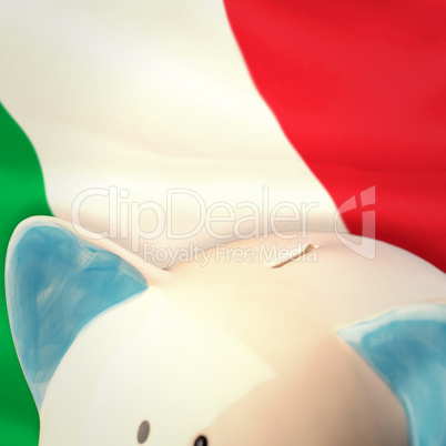 Composite image of piggy bank