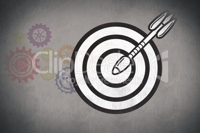 Composite image of arrow in target