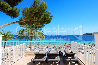 The sea view terrace at luxury hotel, Mallorca, Spain