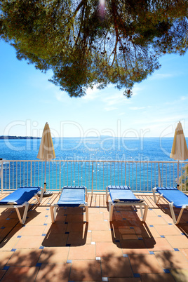 The sea view terrace at luxury hotel, Mallorca, Spain