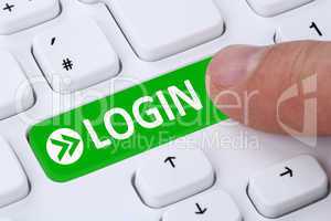 Login Button drücken anmelden online auf Computer